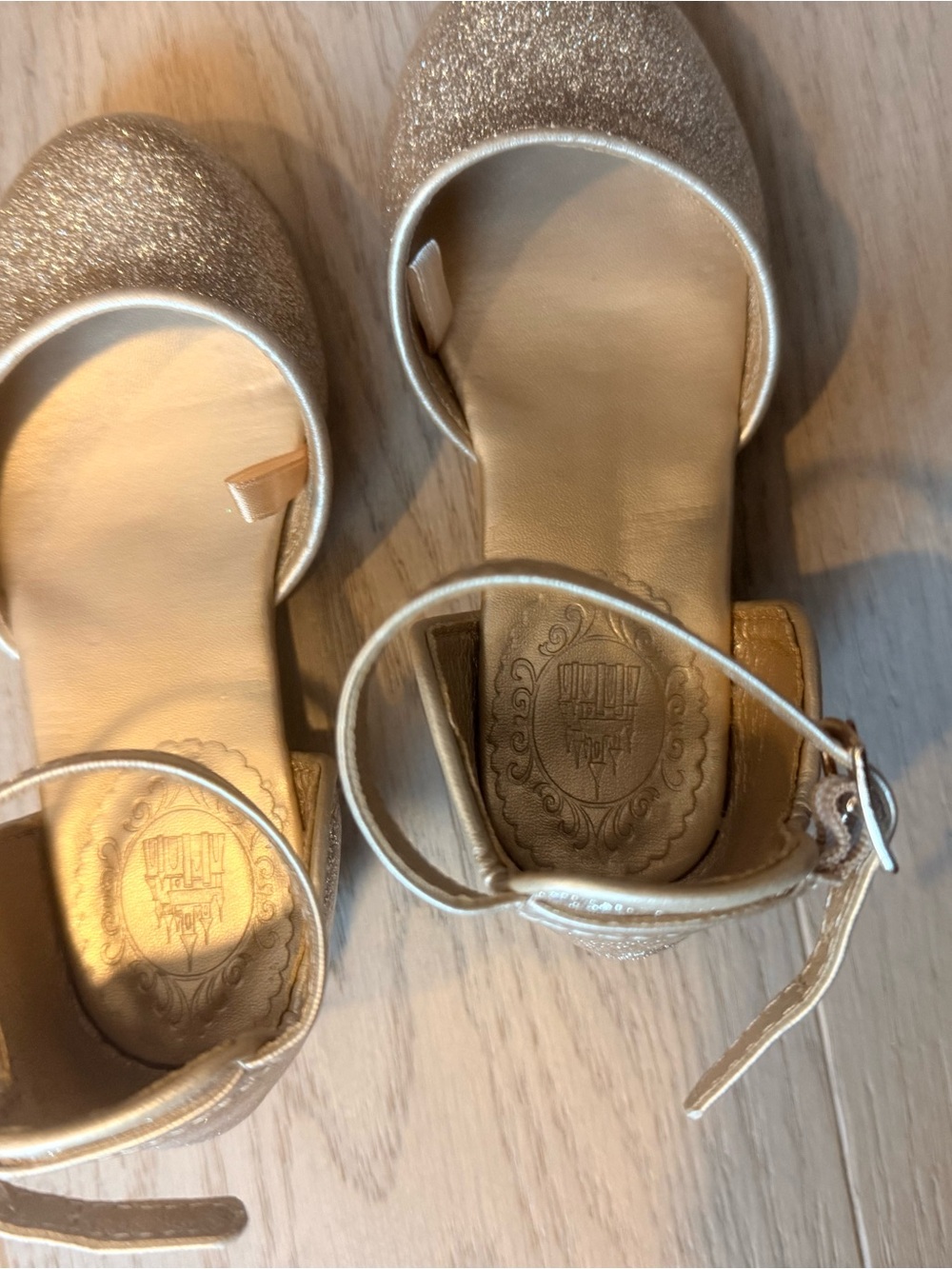 Disney Gold Glitter Ankle-Strap Heels